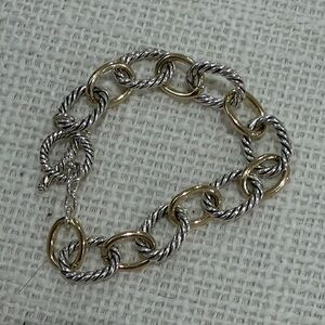 Two-Tone Gold & Silver Rope Link Bracelet - Women Jewelry